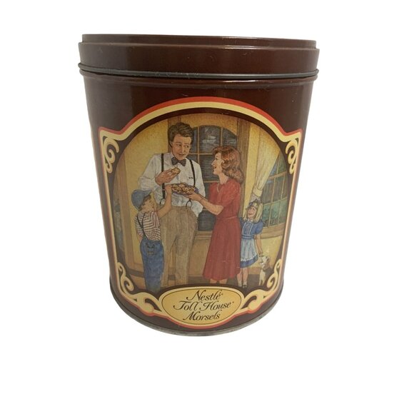 Vintage 1989 Nestle Toll House 50th Anniversary Cookie Tin Retro Decor Empty - Picture 3 of 9